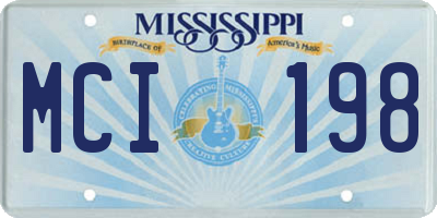 MS license plate MCI198