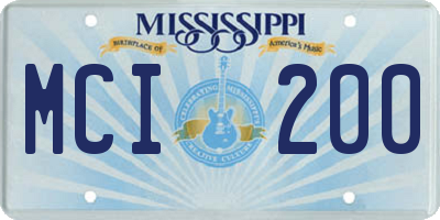MS license plate MCI200