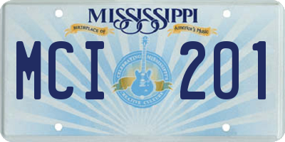 MS license plate MCI201
