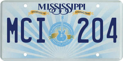 MS license plate MCI204