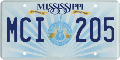 MS license plate MCI205