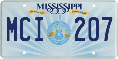 MS license plate MCI207