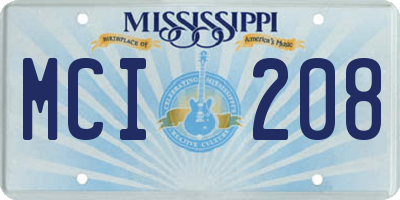 MS license plate MCI208
