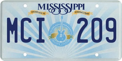 MS license plate MCI209
