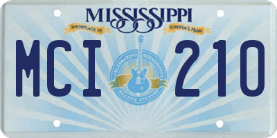MS license plate MCI210