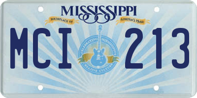 MS license plate MCI213