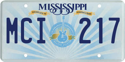 MS license plate MCI217