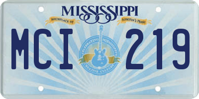 MS license plate MCI219