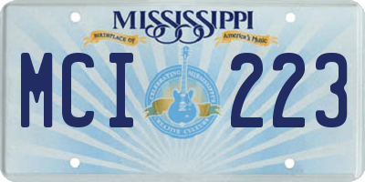 MS license plate MCI223