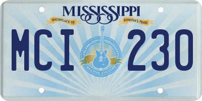 MS license plate MCI230