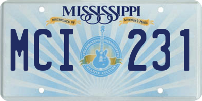 MS license plate MCI231