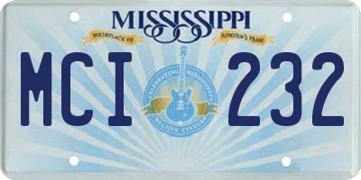 MS license plate MCI232