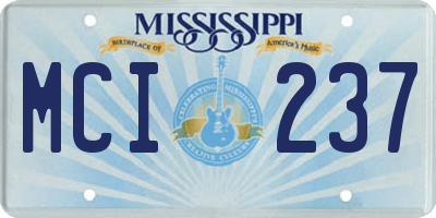 MS license plate MCI237