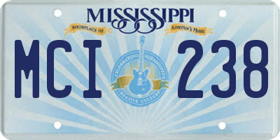 MS license plate MCI238