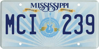 MS license plate MCI239