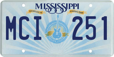 MS license plate MCI251