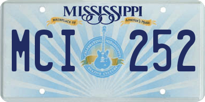MS license plate MCI252