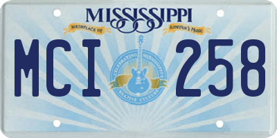 MS license plate MCI258