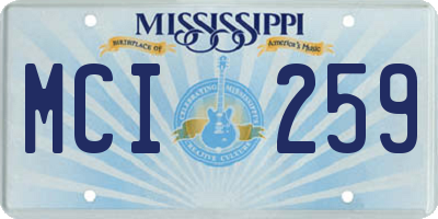 MS license plate MCI259