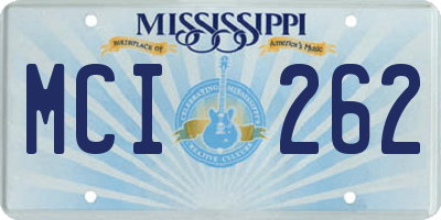 MS license plate MCI262