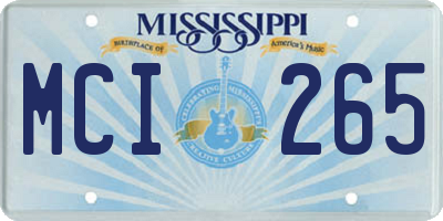 MS license plate MCI265