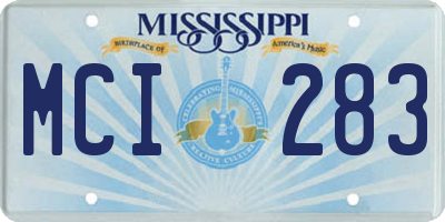 MS license plate MCI283