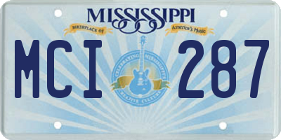 MS license plate MCI287