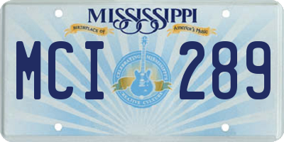 MS license plate MCI289