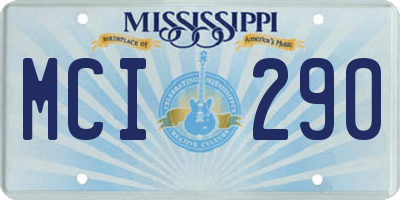 MS license plate MCI290
