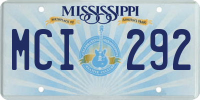 MS license plate MCI292