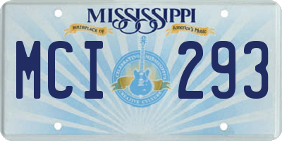 MS license plate MCI293