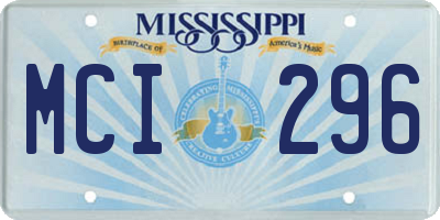 MS license plate MCI296