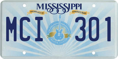 MS license plate MCI301