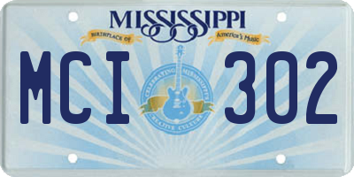 MS license plate MCI302