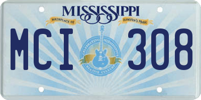 MS license plate MCI308