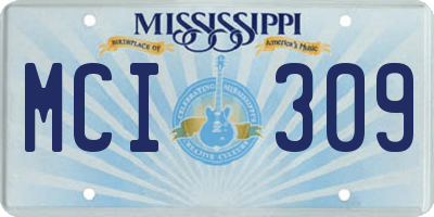MS license plate MCI309