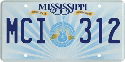 MS license plate MCI312