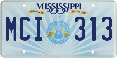 MS license plate MCI313