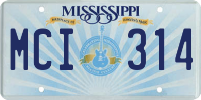 MS license plate MCI314