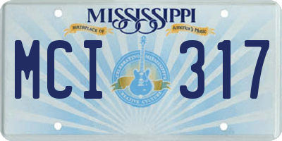 MS license plate MCI317