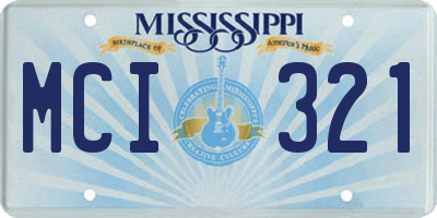 MS license plate MCI321