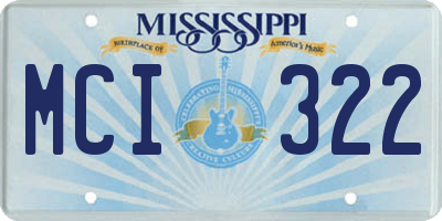 MS license plate MCI322
