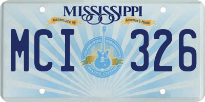 MS license plate MCI326
