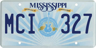 MS license plate MCI327