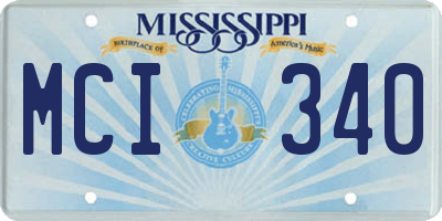 MS license plate MCI340