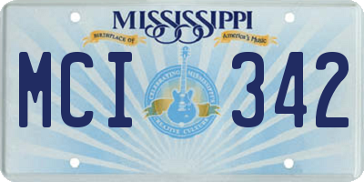 MS license plate MCI342
