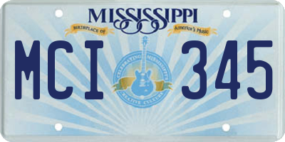 MS license plate MCI345