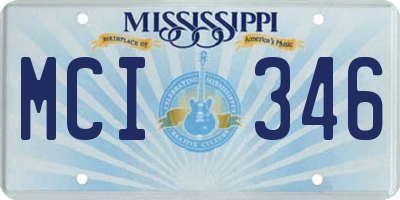 MS license plate MCI346