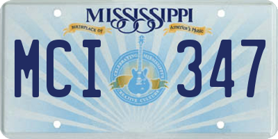 MS license plate MCI347