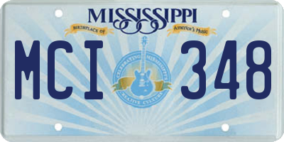 MS license plate MCI348